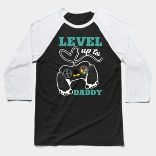 Father's Day Handprint tee Video Game Footprint Gift Leveled Up To Daddy tee Gift For Husband Gamer Dad Gift Baseball T-Shirt